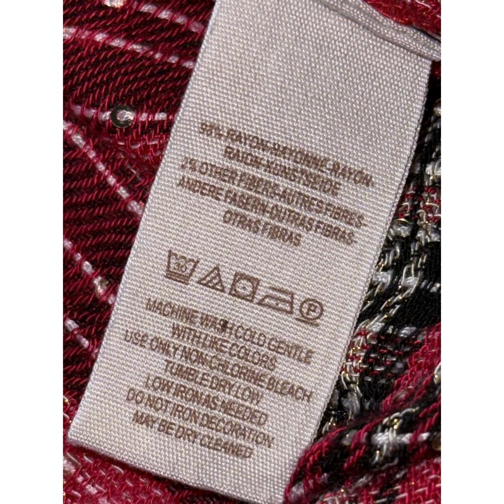 FREE PEOPLE red black tartan metallic Fearless Love oversized pullover top - Picture 9 of 11